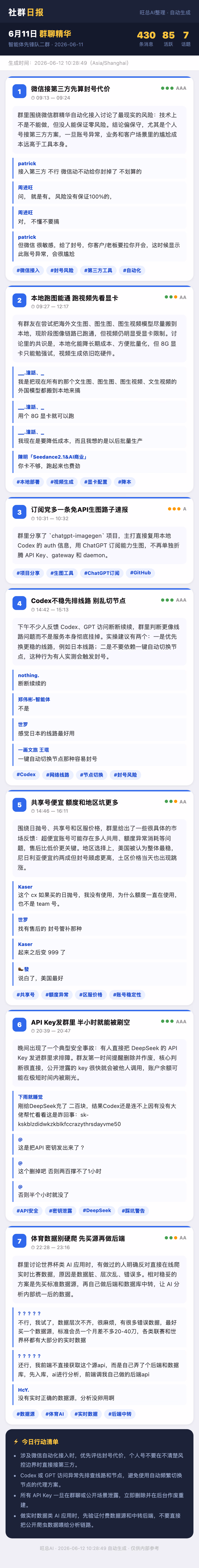 智能体先锋队二群 6月11日 · 周四 群精华