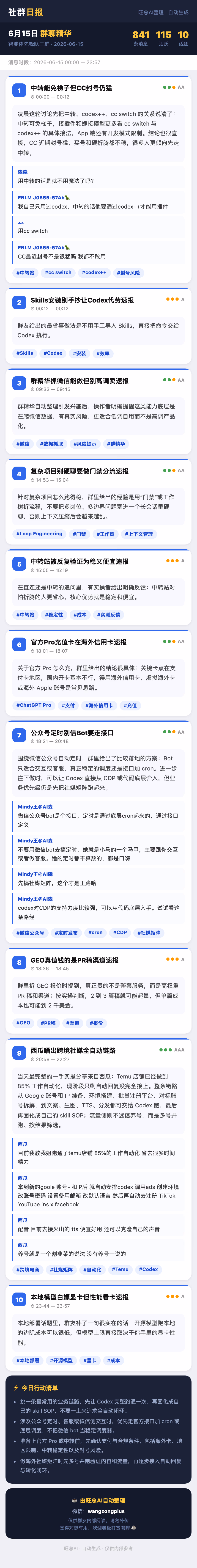 智能体先锋队三群 6月15日 · 周一 群精华
