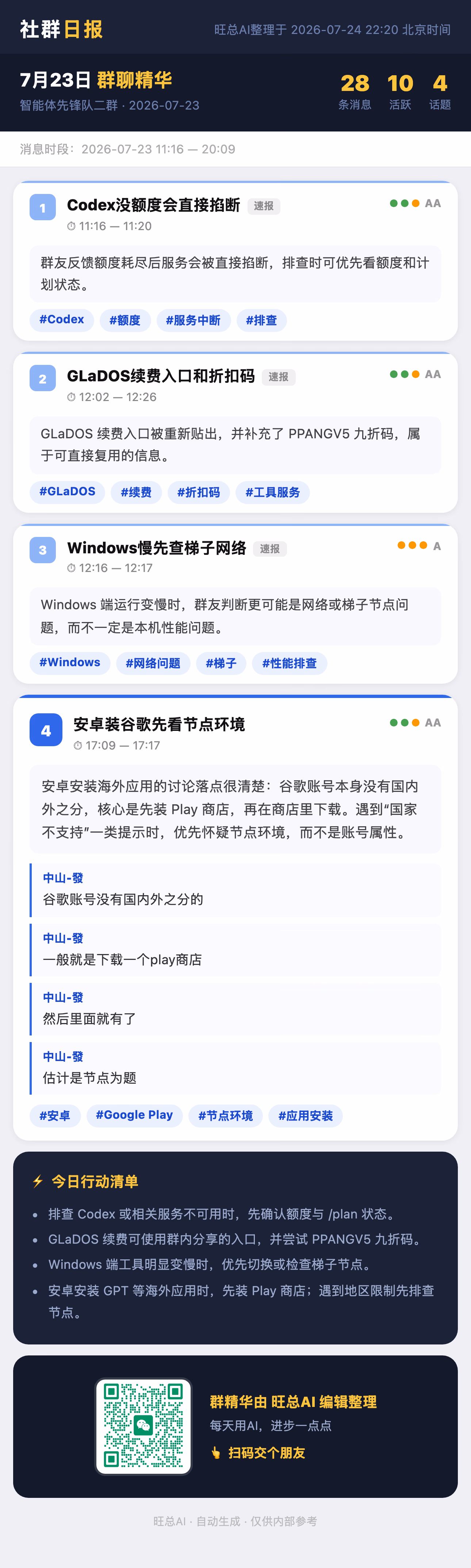 智能体先锋队二群 7月23日 · 周四 群精华
