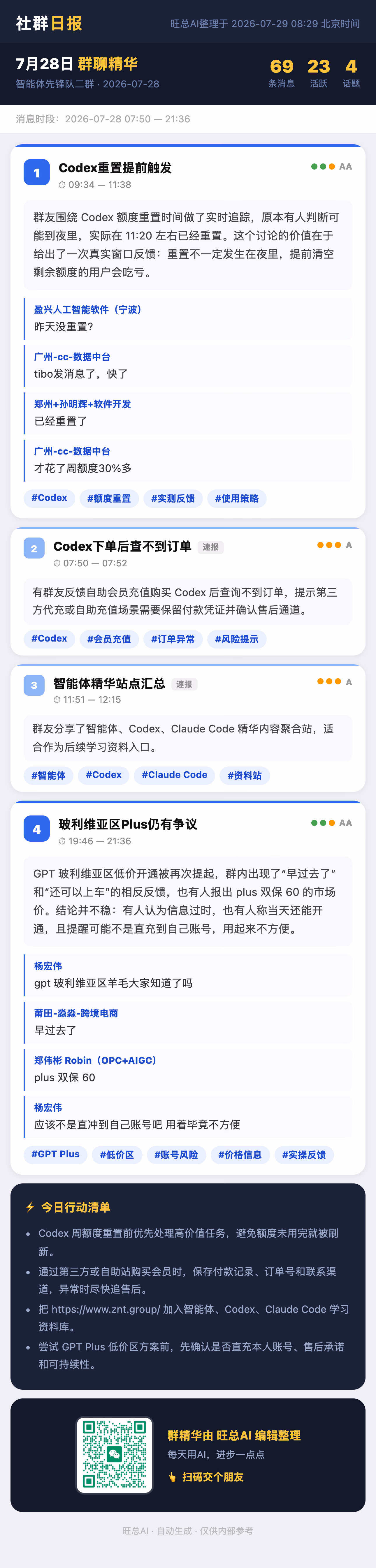 智能体先锋队二群 7月28日 · 周二 群精华
