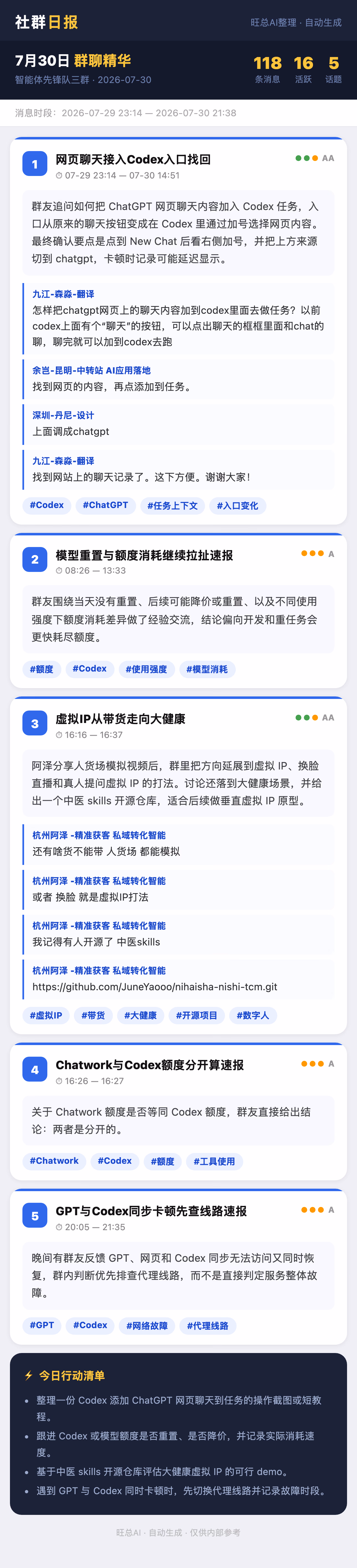 智能体先锋队三群 7月30日 · 周四 群精华