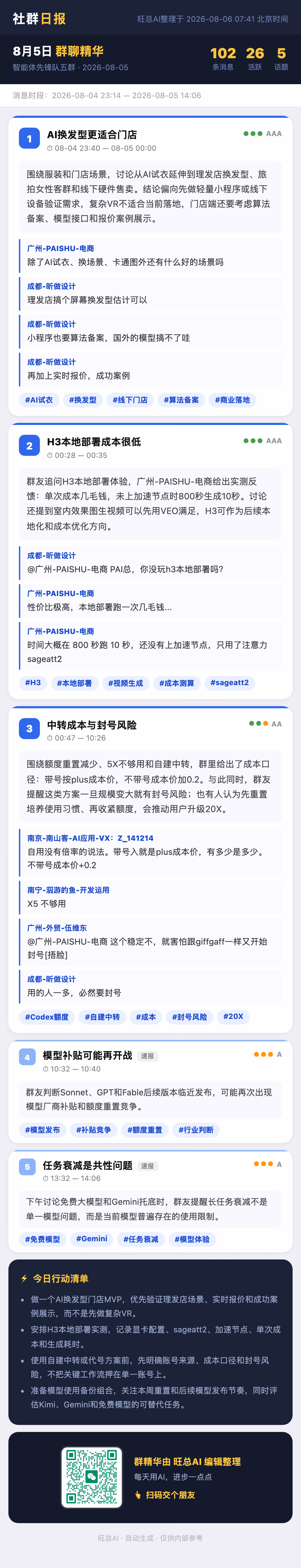 智能体先锋队五群 8月5日 · 周三 群精华