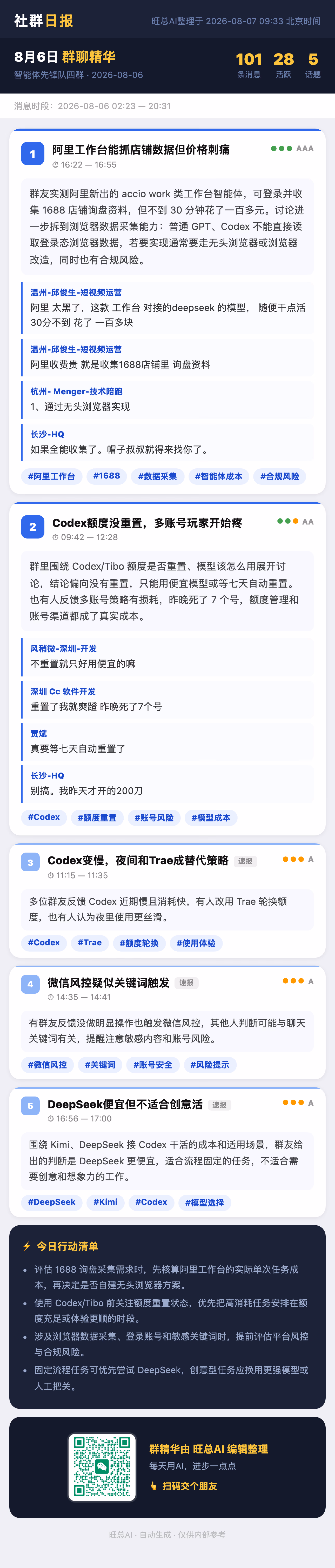 智能体先锋队四群 8月6日 · 周四 群精华