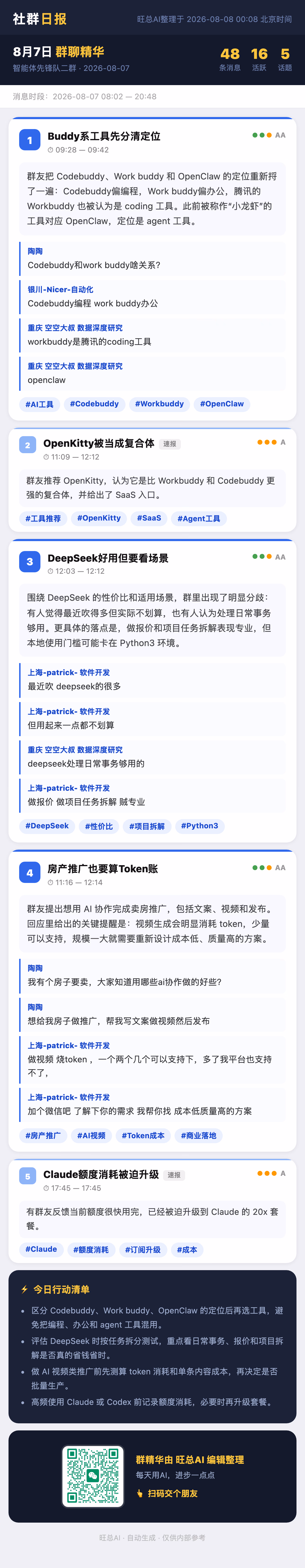 智能体先锋队二群 8月7日 · 周五 群精华