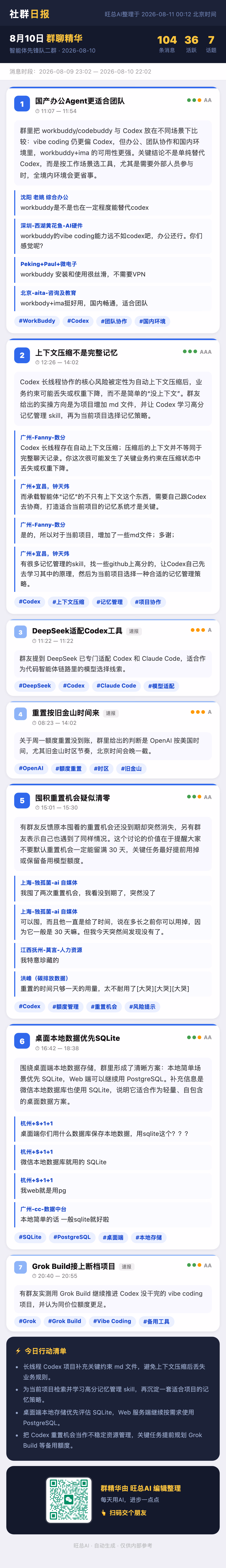 智能体先锋队二群 8月10日 · 周一 群精华
