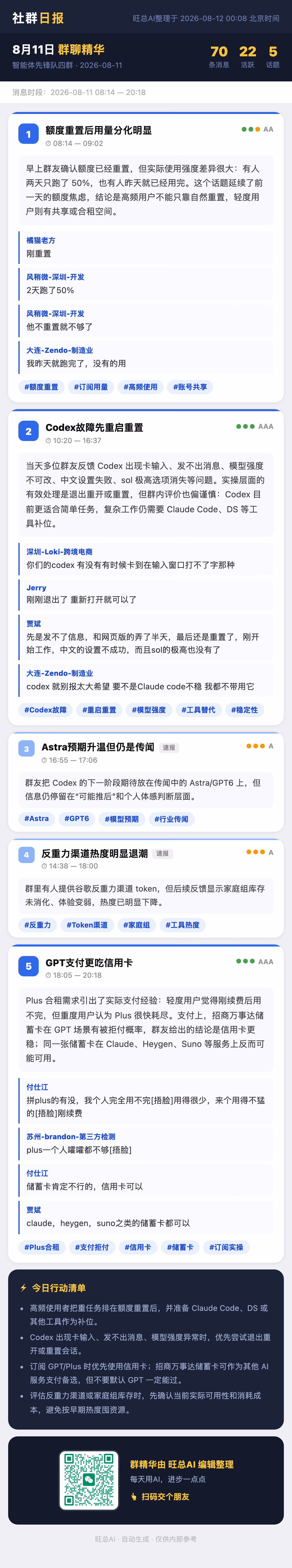 智能体先锋队四群 8月11日 · 周二 群精华
