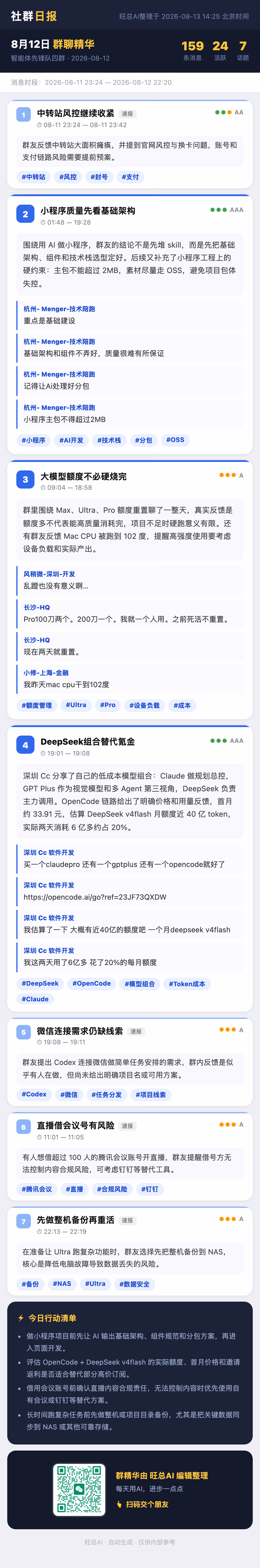 智能体先锋队四群 8月12日 · 周三 群精华