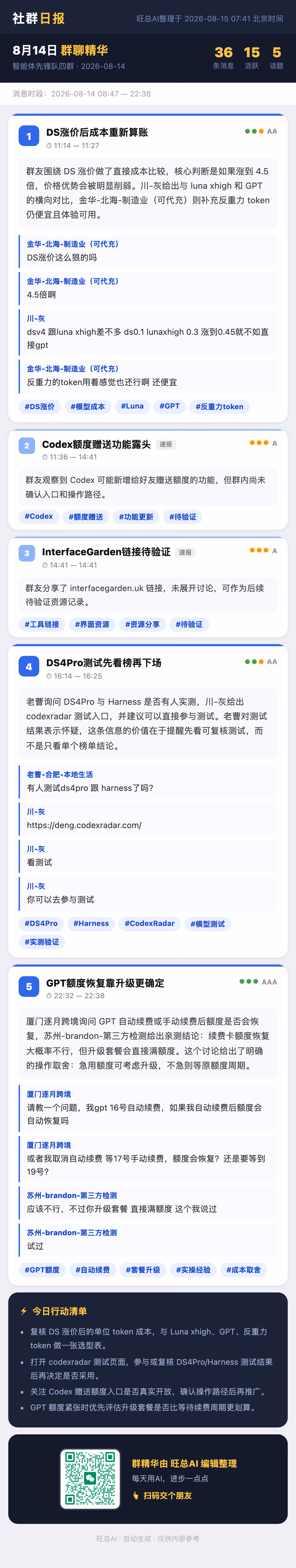 智能体先锋队四群 8月14日 · 周五 群精华