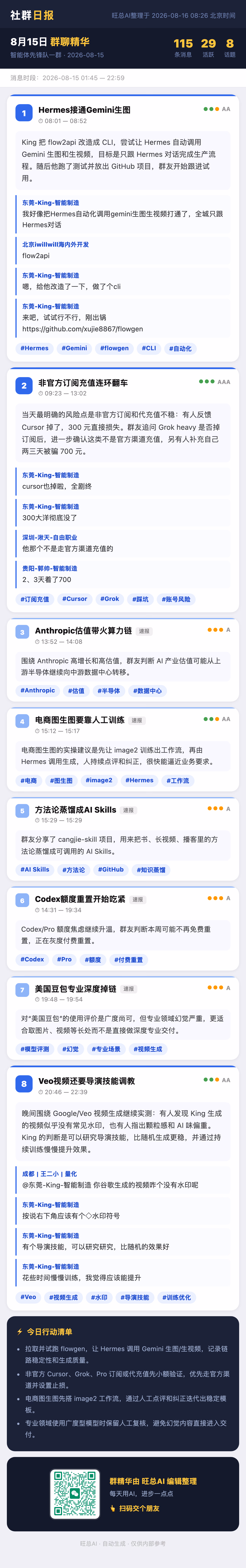 智能体先锋队一群 8月15日 · 周六 群精华