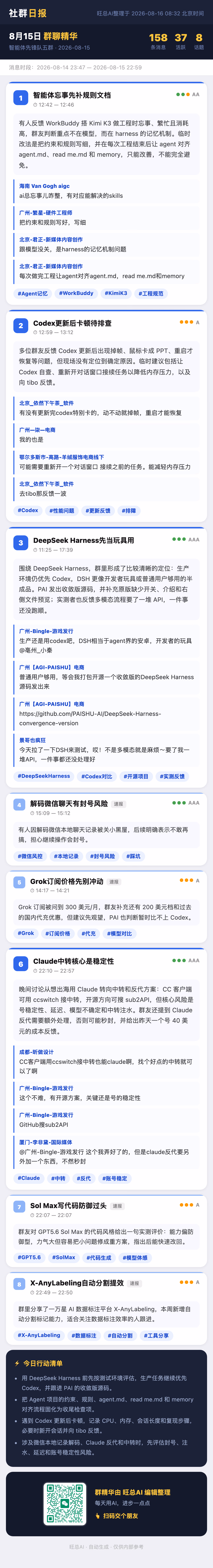 智能体先锋队五群 8月15日 · 周六 群精华