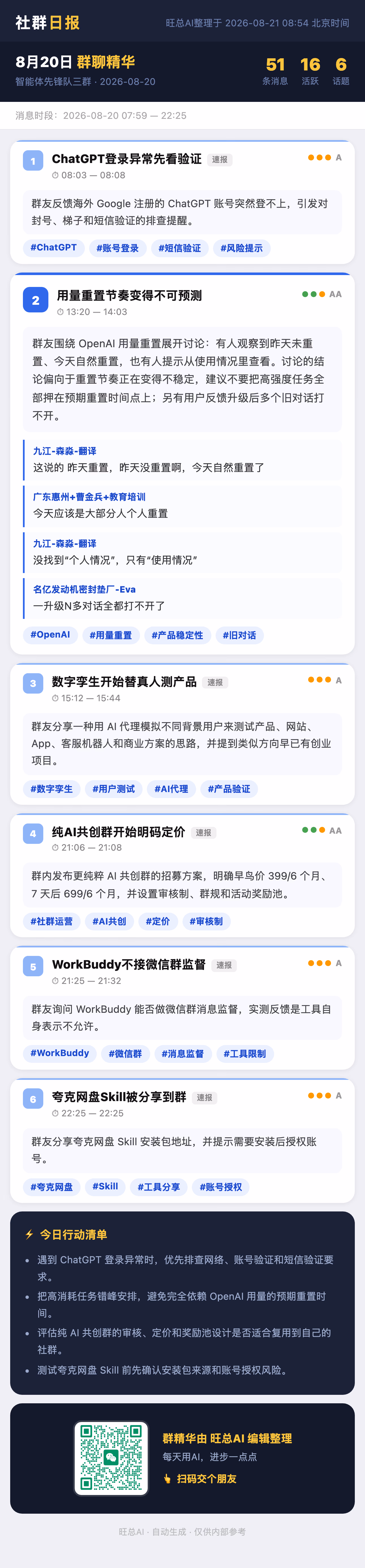 智能体先锋队三群 8月20日 · 周四 群精华