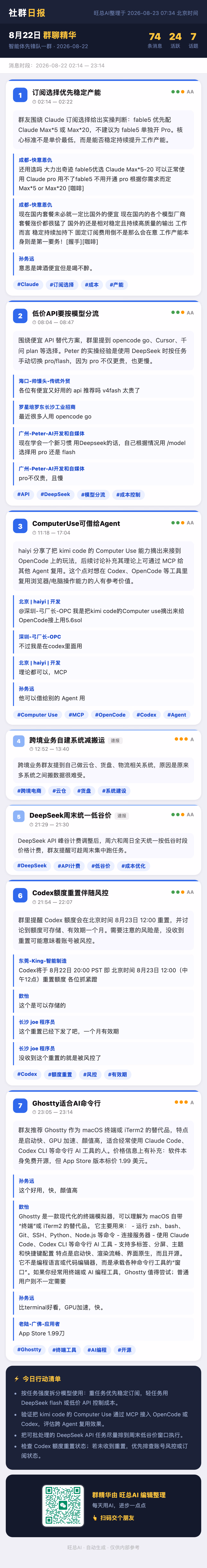 智能体先锋队一群 8月22日 · 周六 群精华