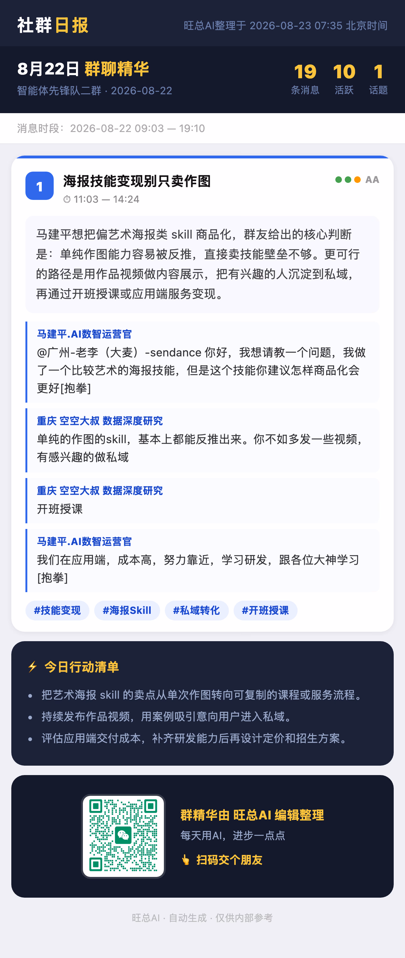 智能体先锋队二群 8月22日 · 周六 群精华