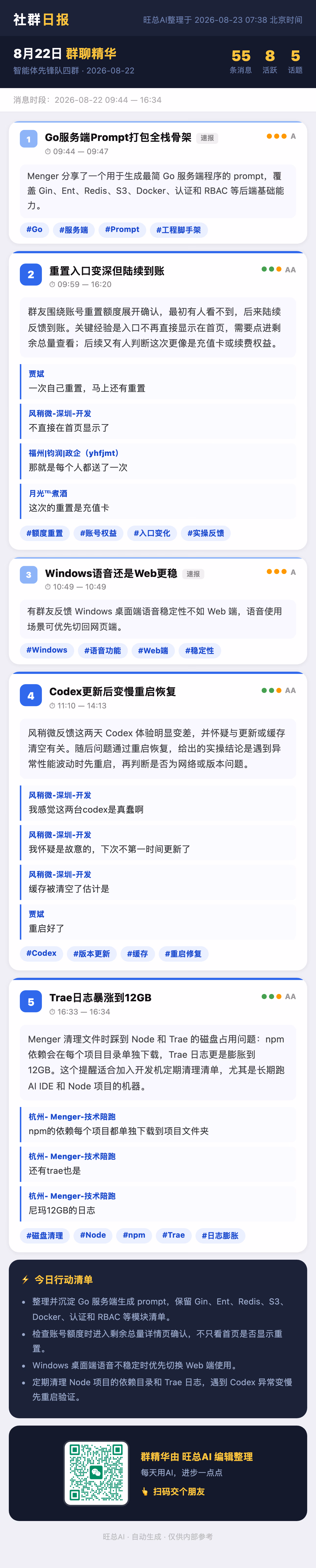 智能体先锋队四群 8月22日 · 周六 群精华
