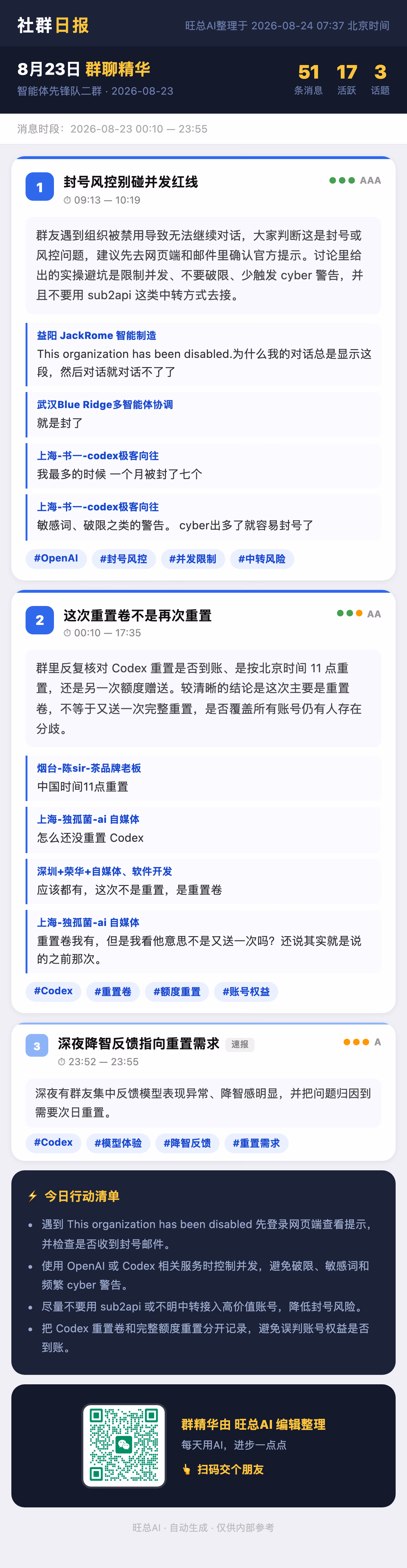 智能体先锋队二群 8月23日 · 周日 群精华