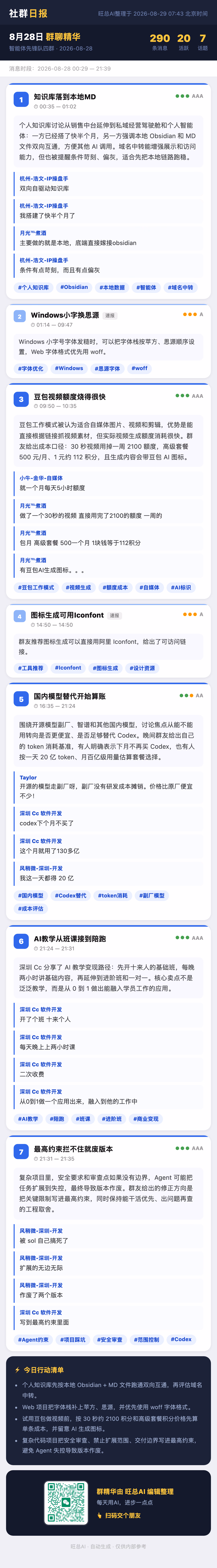 智能体先锋队四群 8月28日 · 周五 群精华