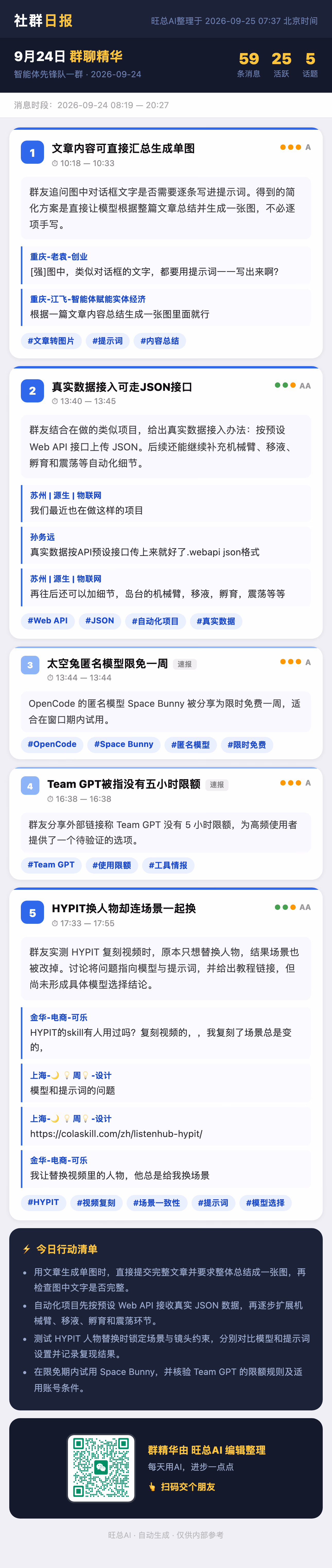 智能体先锋队一群 9月24日 · 周四 群精华