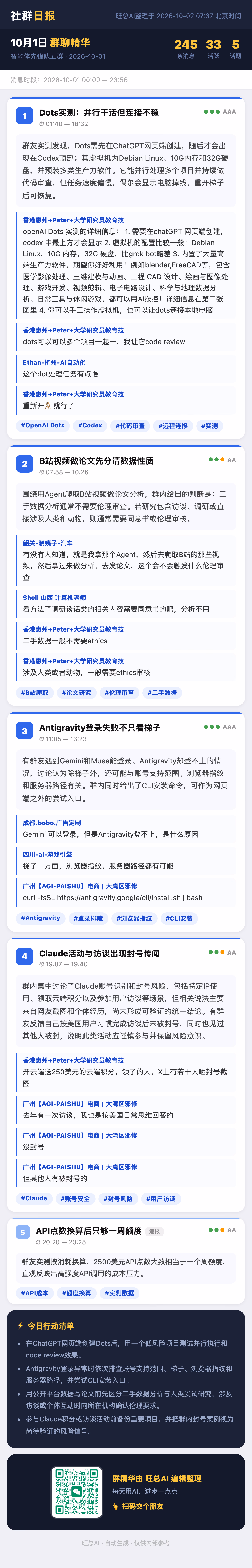智能体先锋队五群 10月1日 · 周四 群精华