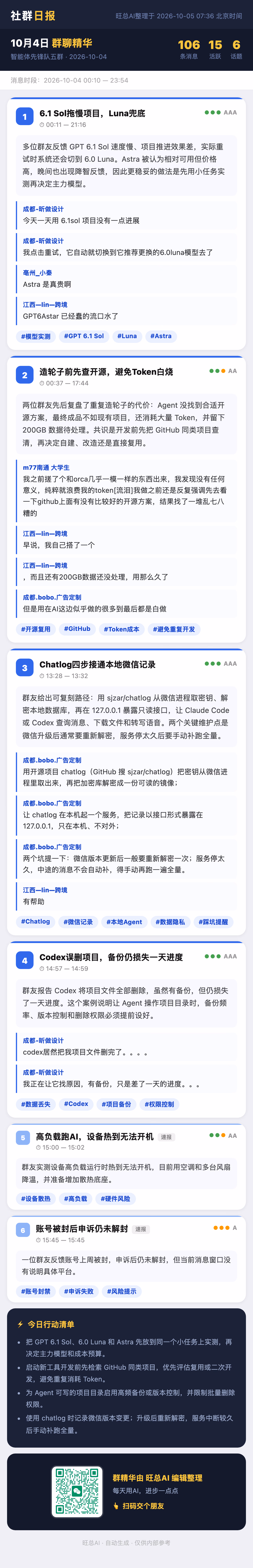 智能体先锋队五群 10月4日 · 周日 群精华