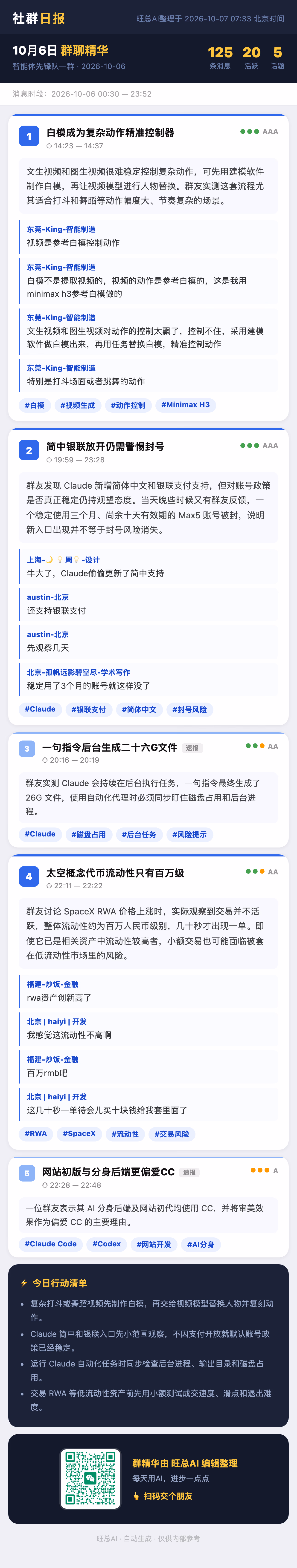 智能体先锋队一群 10月6日 · 周二 群精华